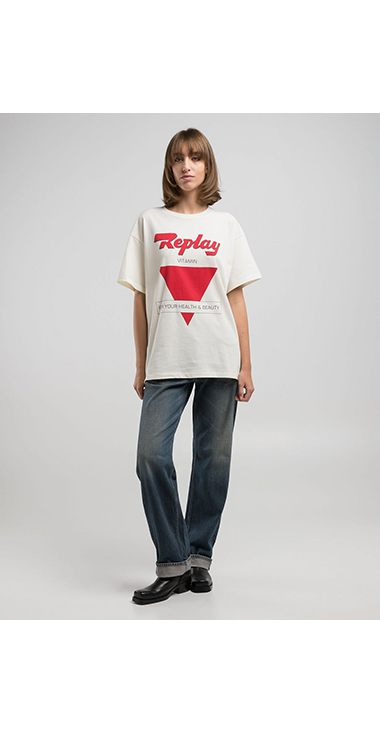 ボーイフィットベーシックジャージープリントTシャツ 詳細画像